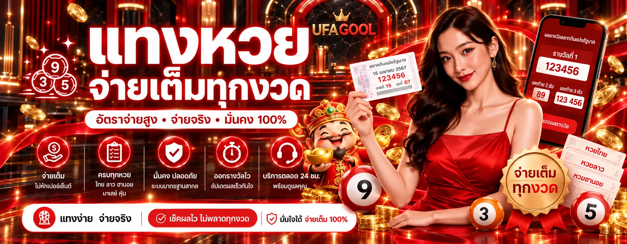 แบนเนอร์ UFAGOOL หวยออนไลน์และการตรวจผลรางวัล
